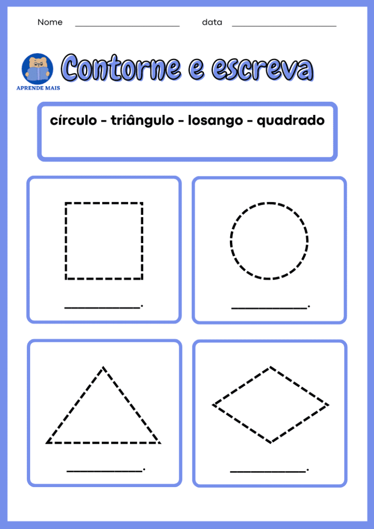 Atividade com as formas geométricas para educação infantil